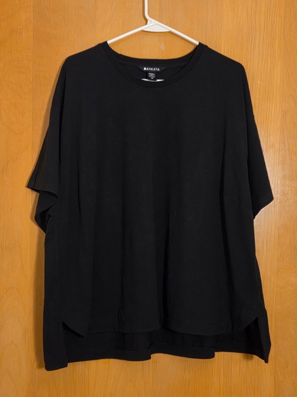 Athleta Shirt Womens Plus 2X Black Crew Neck Short Sleeve Stretch Athletic Top